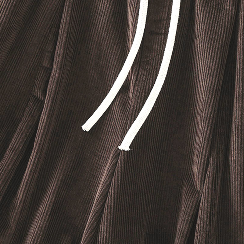 Nimara Ritual Plain Elastic Waist Women's Cropped 7-8 Length Wide Leg Corduroy Pants