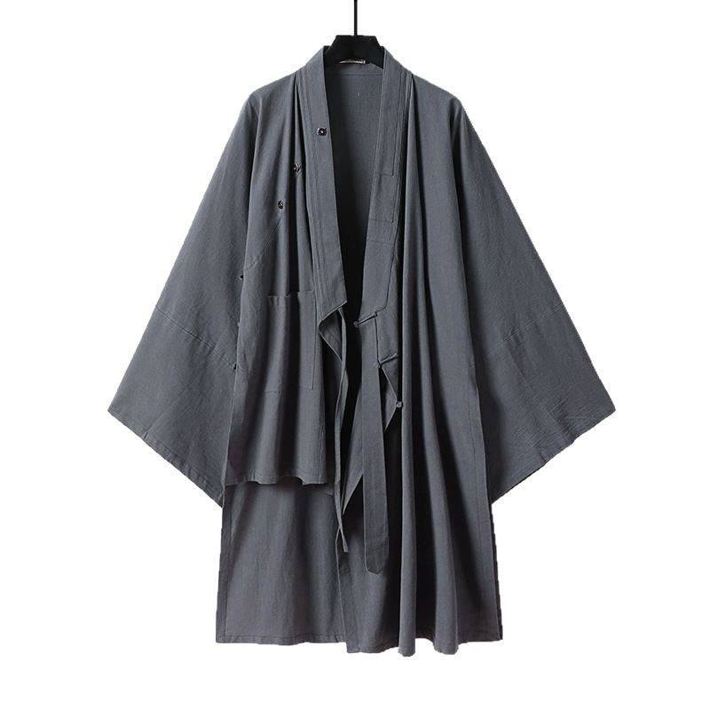 Nimara Ritual 2Pcs Wudang Tai Chi Ceremony Solid Long Sleeve Men's Taoist Long Robe Kimono Sleeveless Vest Suit