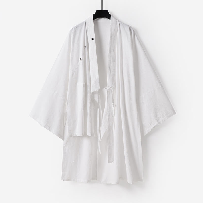 Nimara Ritual 2Pcs Wudang Tai Chi Ceremony Solid Long Sleeve Men's Taoist Long Robe Kimono Sleeveless Vest Suit