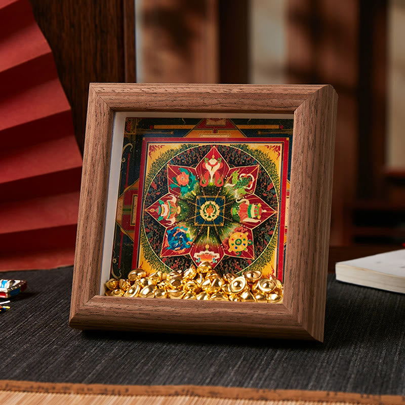 Nimara Ritual Tibetan Om Mani Padme Hum Golden Ingot Thangka Photo Frame Ornament Home Decor