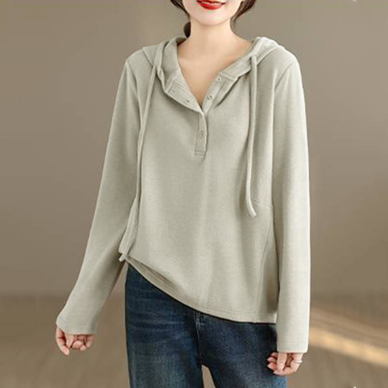 Nimara Ritual Winter Solid Color Cotton Long Sleeve Women's Hoodie Has Hood