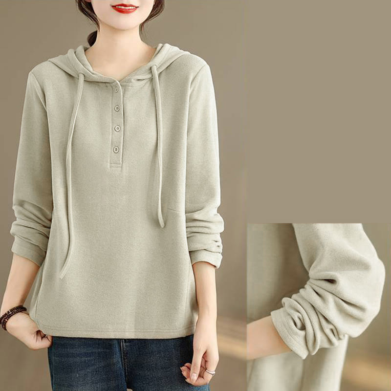 Nimara Ritual Winter Solid Color Cotton Long Sleeve Women's Hoodie Has Hood