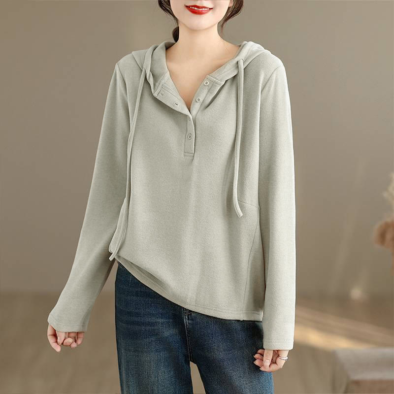 Nimara Ritual Winter Solid Color Cotton Long Sleeve Women's Hoodie Has Hood