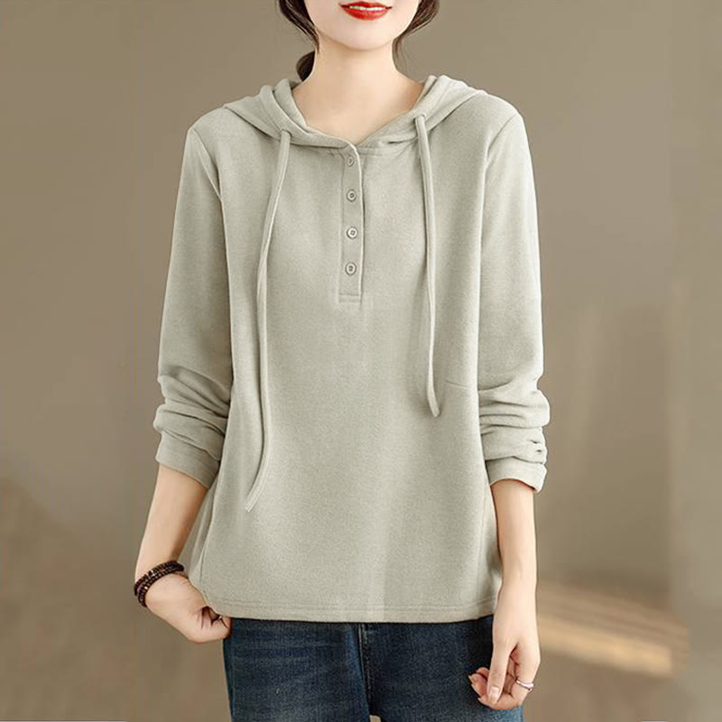 Nimara Ritual Winter Solid Color Cotton Long Sleeve Women's Hoodie Has Hood