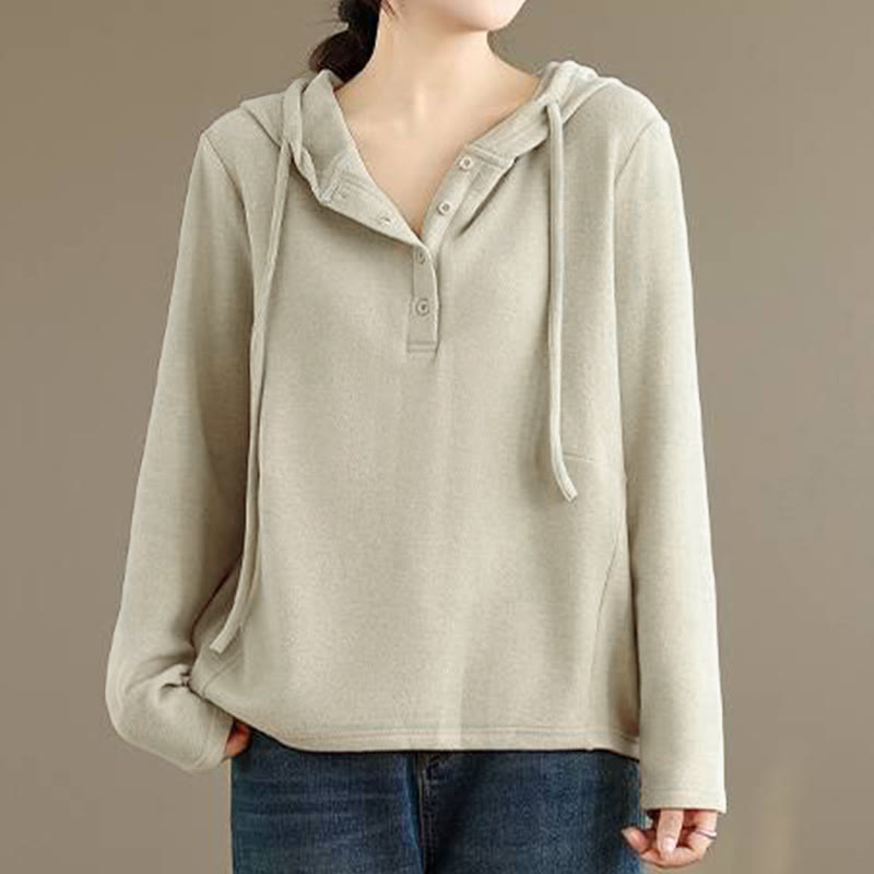 Nimara Ritual Winter Solid Color Cotton Long Sleeve Women's Hoodie Has Hood