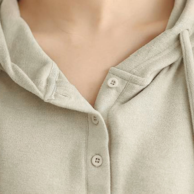 Nimara Ritual Winter Solid Color Cotton Long Sleeve Women's Hoodie Has Hood