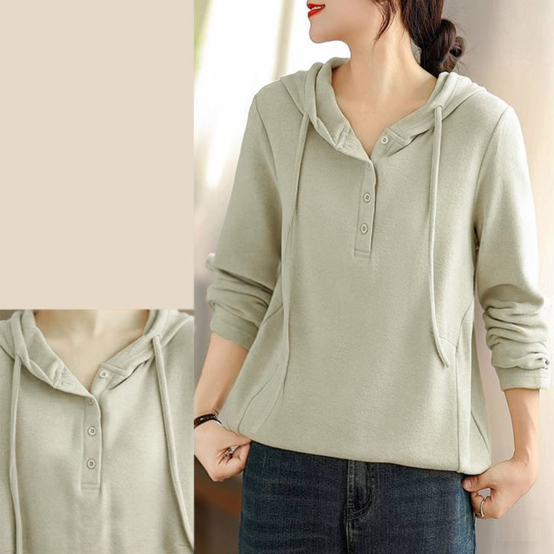 Nimara Ritual Winter Solid Color Cotton Long Sleeve Women's Hoodie Has Hood