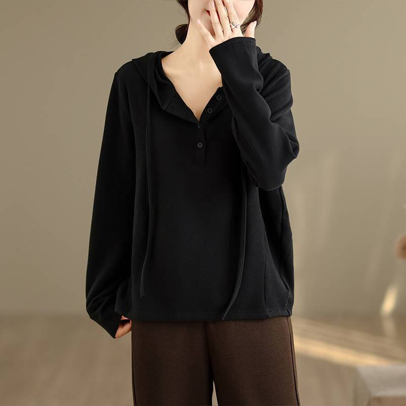 Nimara Ritual Winter Solid Color Cotton Long Sleeve Women's Hoodie Has Hood
