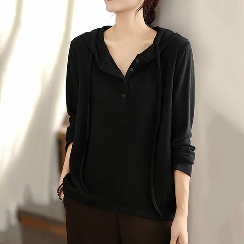 Nimara Ritual Winter Solid Color Cotton Long Sleeve Women's Hoodie Has Hood