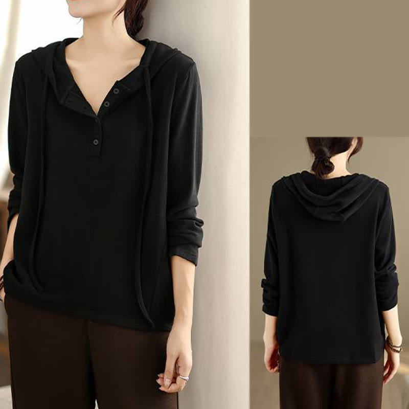 Nimara Ritual Winter Solid Color Cotton Long Sleeve Women's Hoodie Has Hood