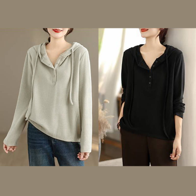 Nimara Ritual Winter Solid Color Cotton Long Sleeve Women's Hoodie Has Hood