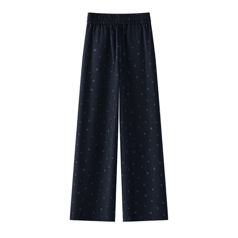 Nimara Ritual Casual White Dots Pattern Polyester Women's Wide Leg Pants With Pockets