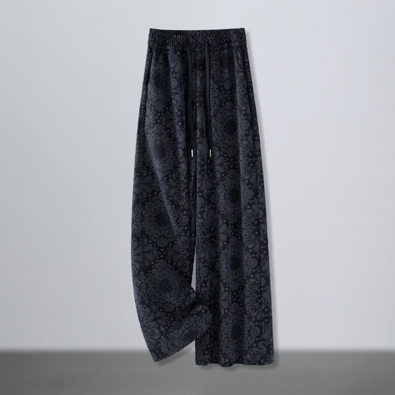 Nimara Ritual Casual Floral Pattern Polyester Women's Wide Leg Pants With Pockets