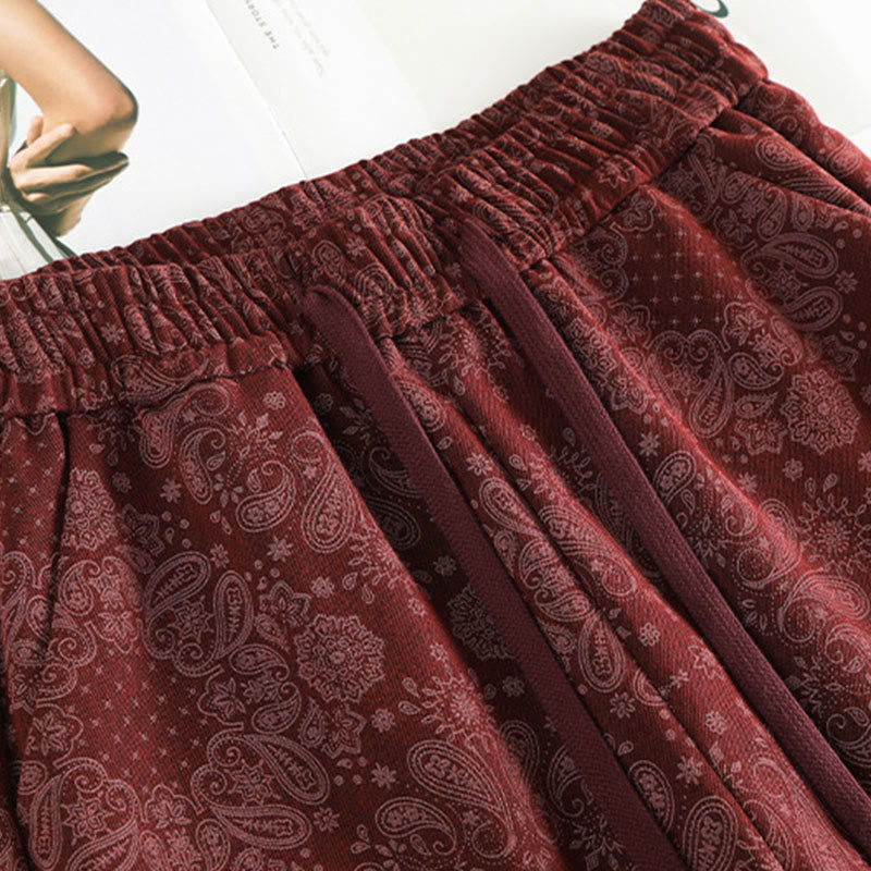 Nimara Ritual Casual Floral Pattern Polyester Women's Wide Leg Pants With Pockets