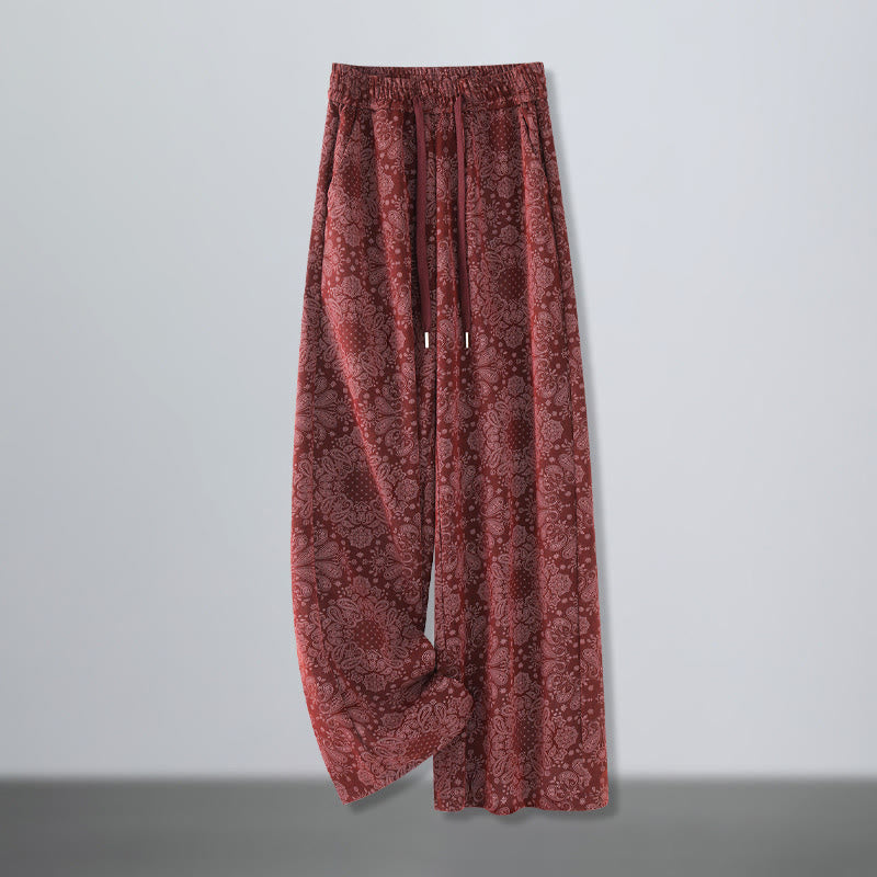 Nimara Ritual Casual Floral Pattern Polyester Women's Wide Leg Pants With Pockets
