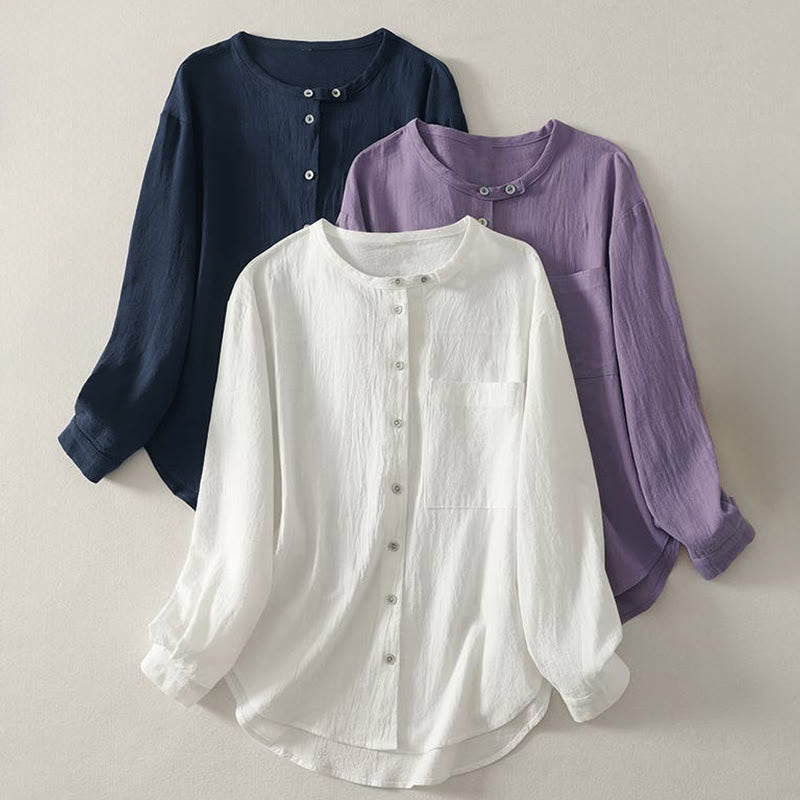 Nimara Ritual Fall Crew Collar Long Sleeve Women's Polyester Shirt With Pockets