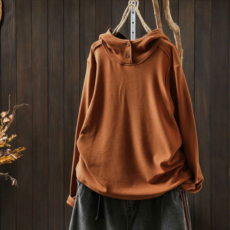Nimara Ritual Winter Solid Color Cotton Thickened Long Sleeve Women's Hoodie Has Hood
