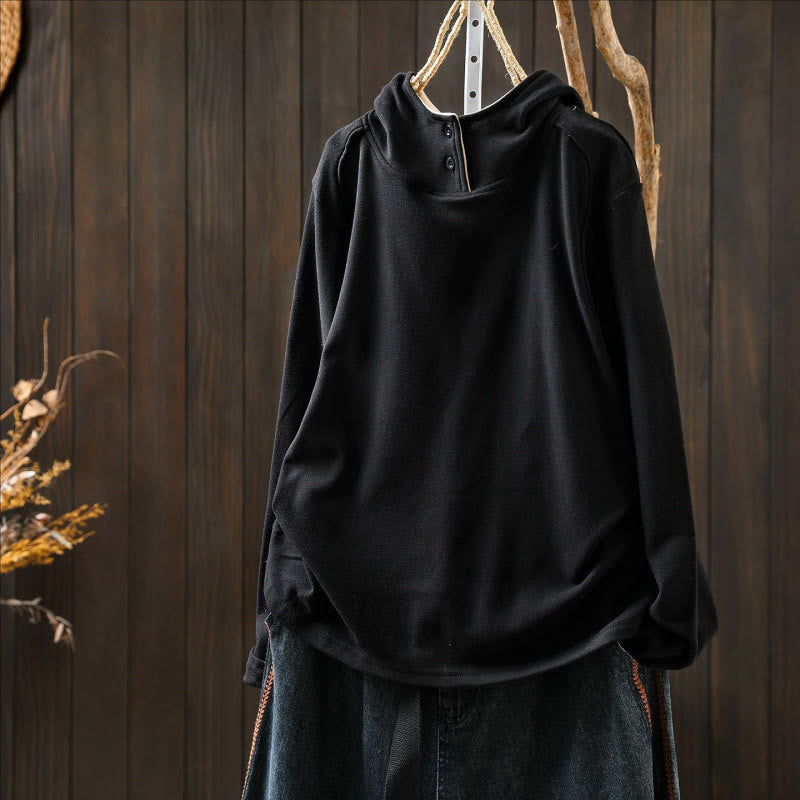 Nimara Ritual Winter Solid Color Cotton Thickened Long Sleeve Women's Hoodie Has Hood