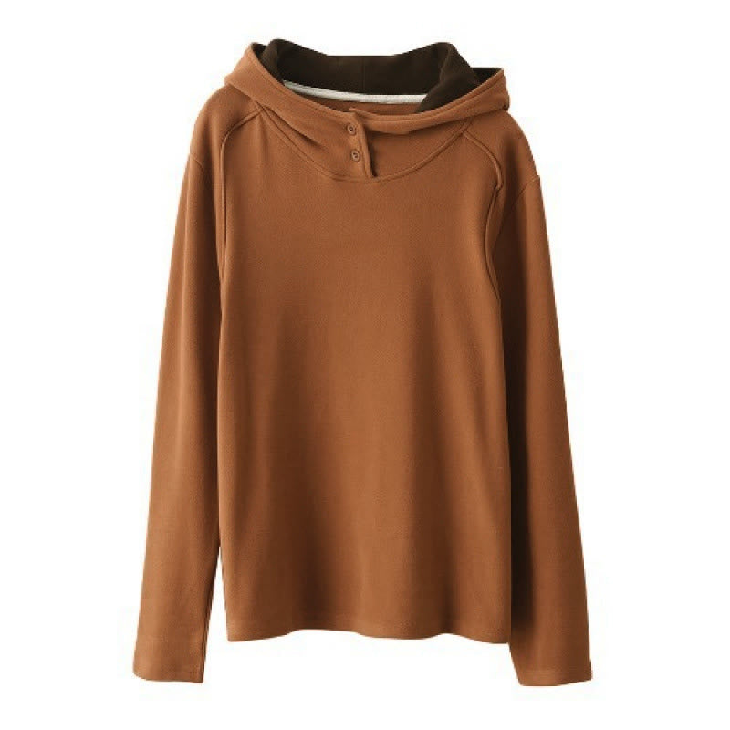 Nimara Ritual Winter Solid Color Cotton Thickened Long Sleeve Women's Hoodie Has Hood