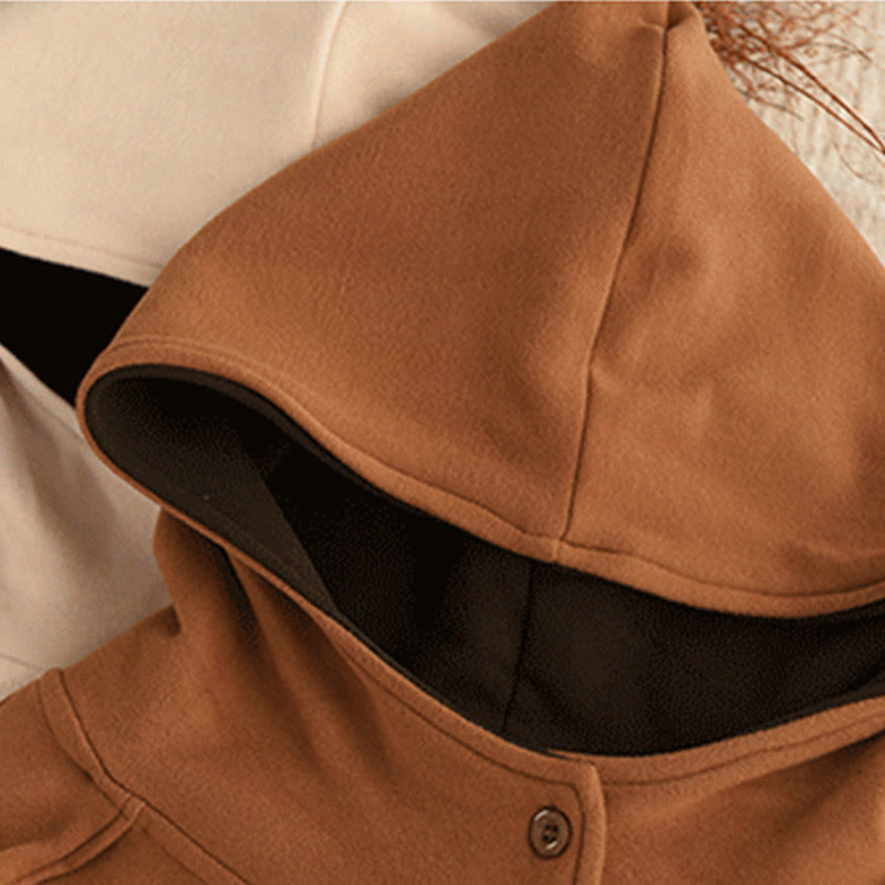 Nimara Ritual Winter Solid Color Cotton Thickened Long Sleeve Women's Hoodie Has Hood