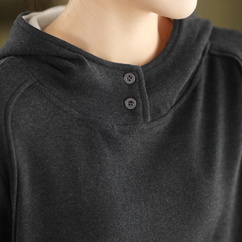 Nimara Ritual Winter Solid Color Cotton Thickened Long Sleeve Women's Hoodie Has Hood