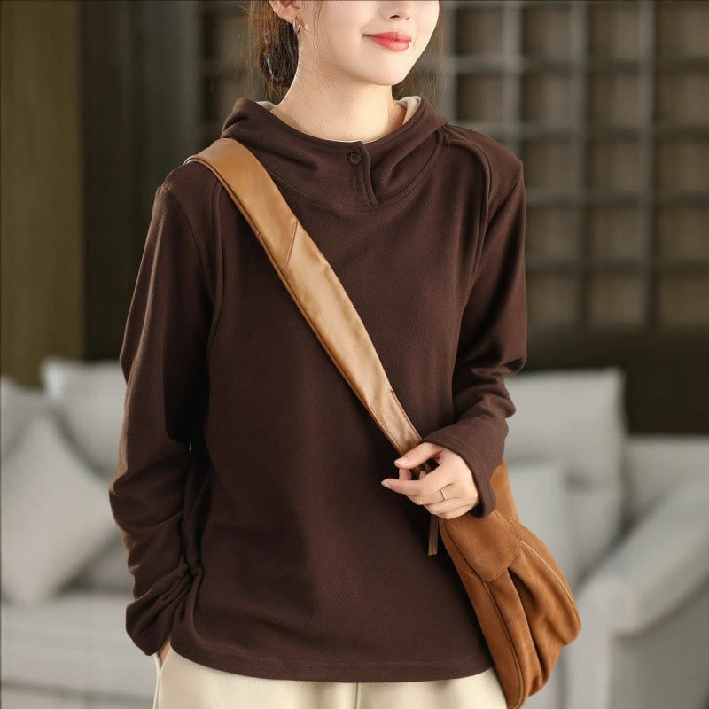 Nimara Ritual Winter Solid Color Cotton Thickened Long Sleeve Women's Hoodie Has Hood