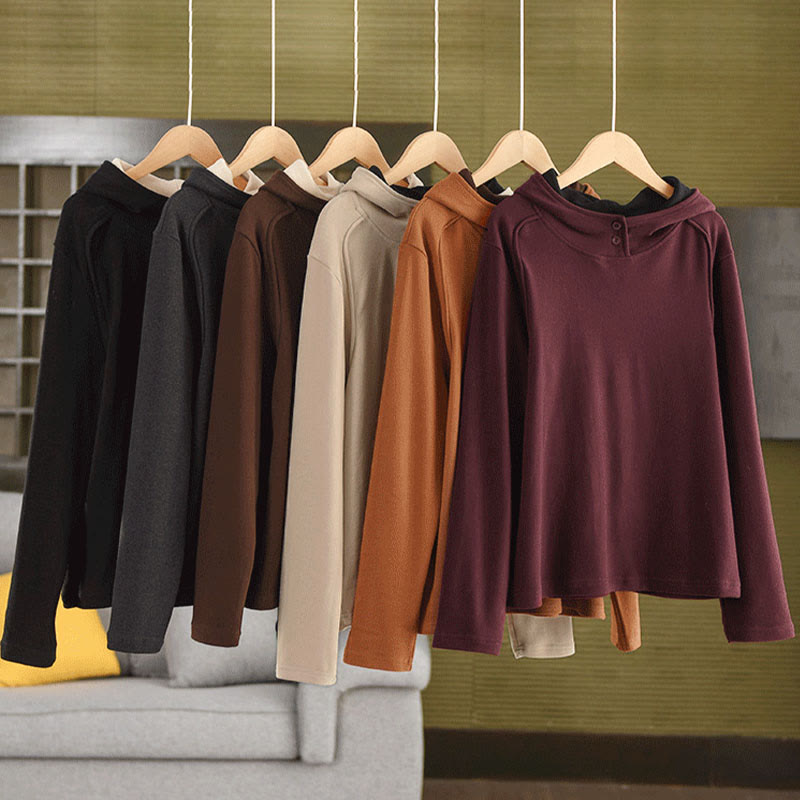 Nimara Ritual Winter Solid Color Cotton Thickened Long Sleeve Women's Hoodie Has Hood
