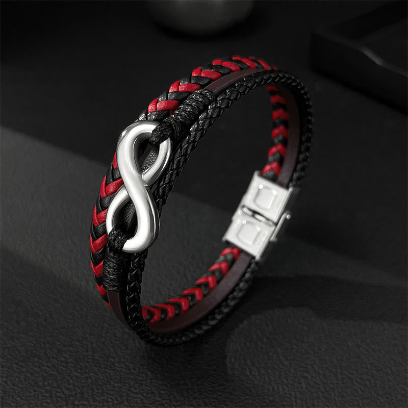 Nimara Ritual Infinitely Design Titanium Steel Braided Three-layer Leather Balance Bracelet