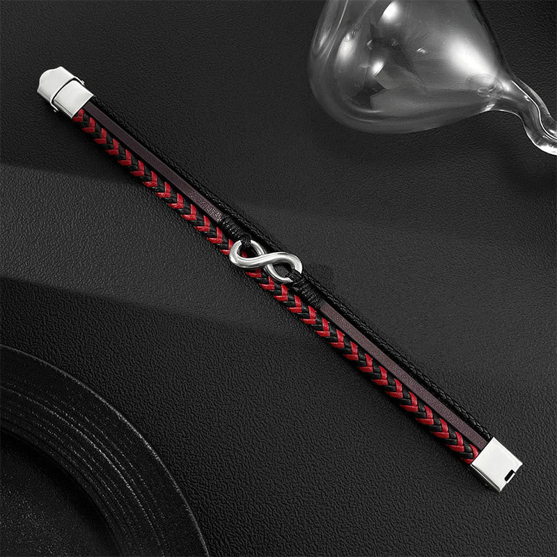 Nimara Ritual Infinitely Design Titanium Steel Braided Three-layer Leather Balance Bracelet