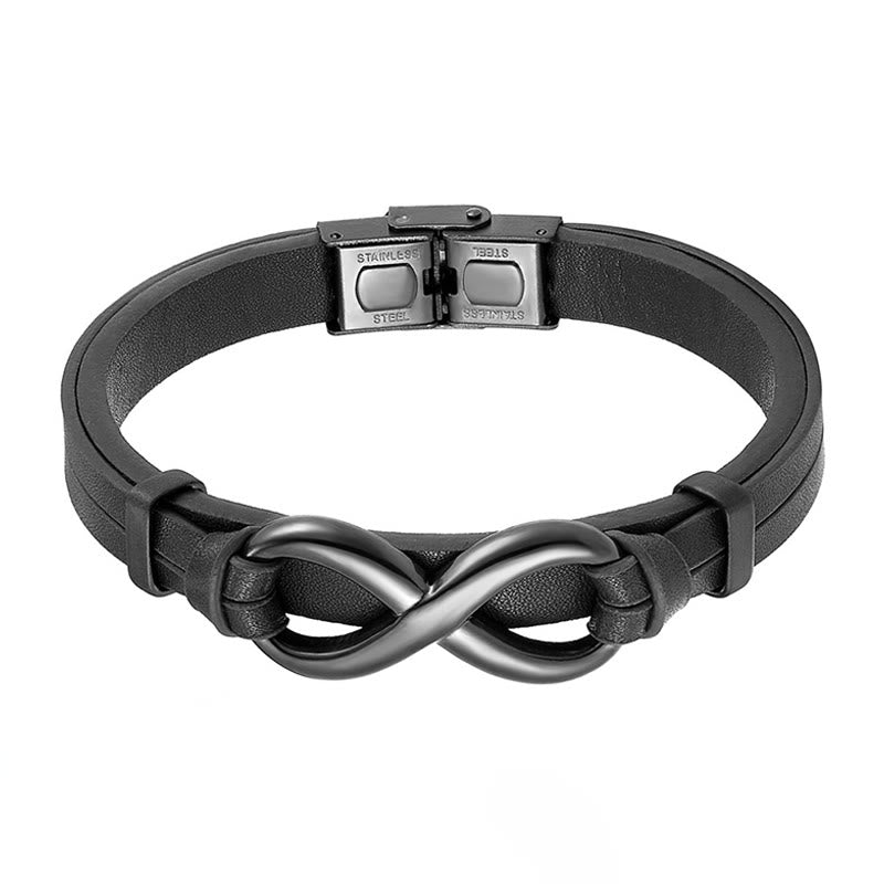 Nimara Ritual Infinitely Design Titanium Steel Single Layer Leather Balance Bracelet