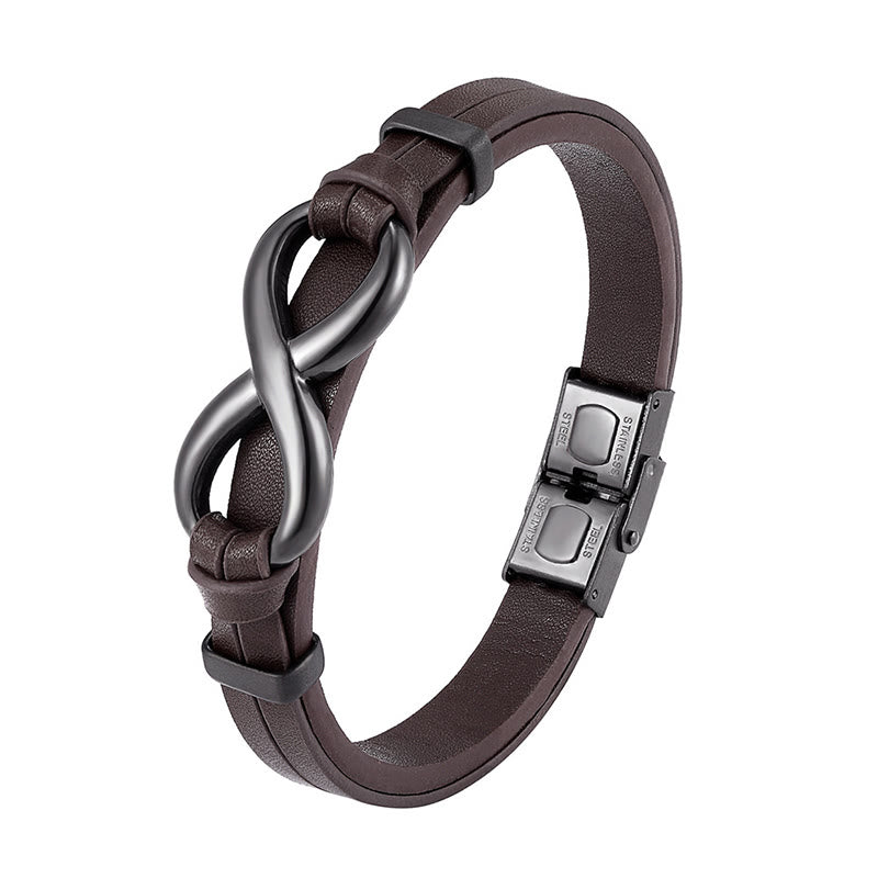 Nimara Ritual Infinitely Design Titanium Steel Single Layer Leather Balance Bracelet