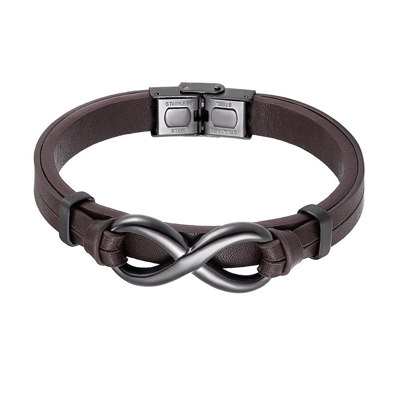 Nimara Ritual Infinitely Design Titanium Steel Single Layer Leather Balance Bracelet