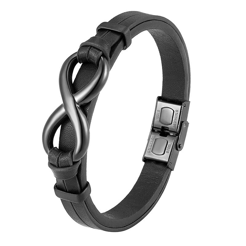 Nimara Ritual Infinitely Design Titanium Steel Single Layer Leather Balance Bracelet