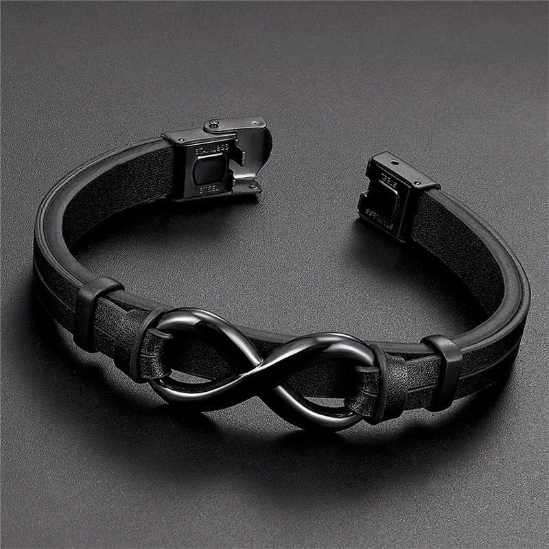 Nimara Ritual Infinitely Design Titanium Steel Single Layer Leather Balance Bracelet