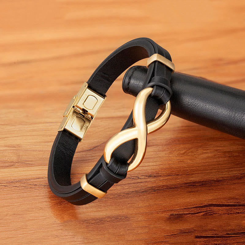 Nimara Ritual Infinitely Design Titanium Steel Multicolored Leather Strengthen Bracelet