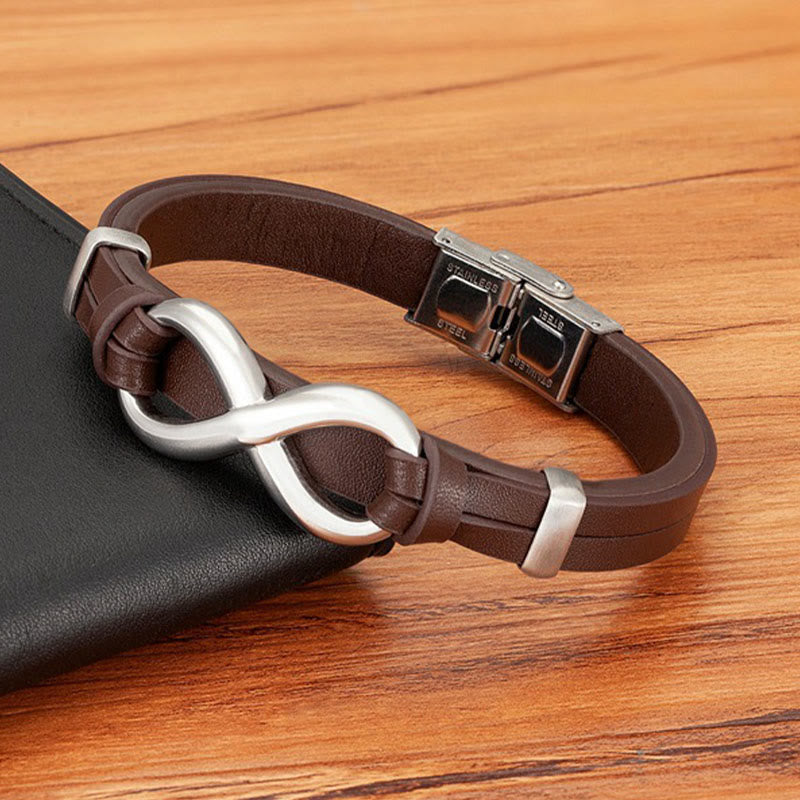 Nimara Ritual Infinitely Design Titanium Steel Multicolored Leather Strengthen Bracelet