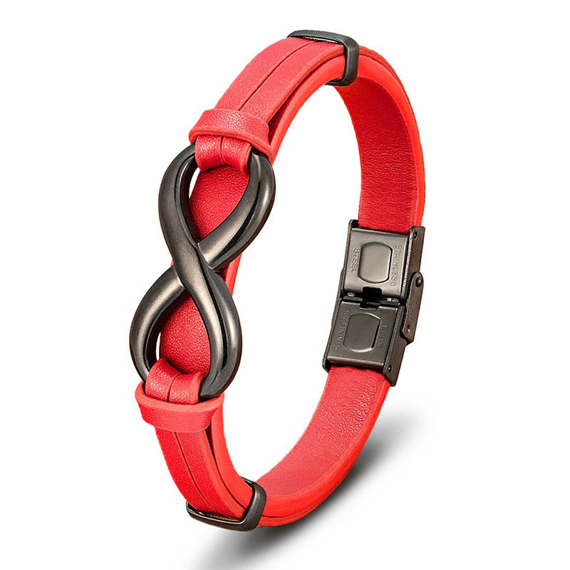 Nimara Ritual Infinitely Design Titanium Steel Multicolored Leather Strengthen Bracelet
