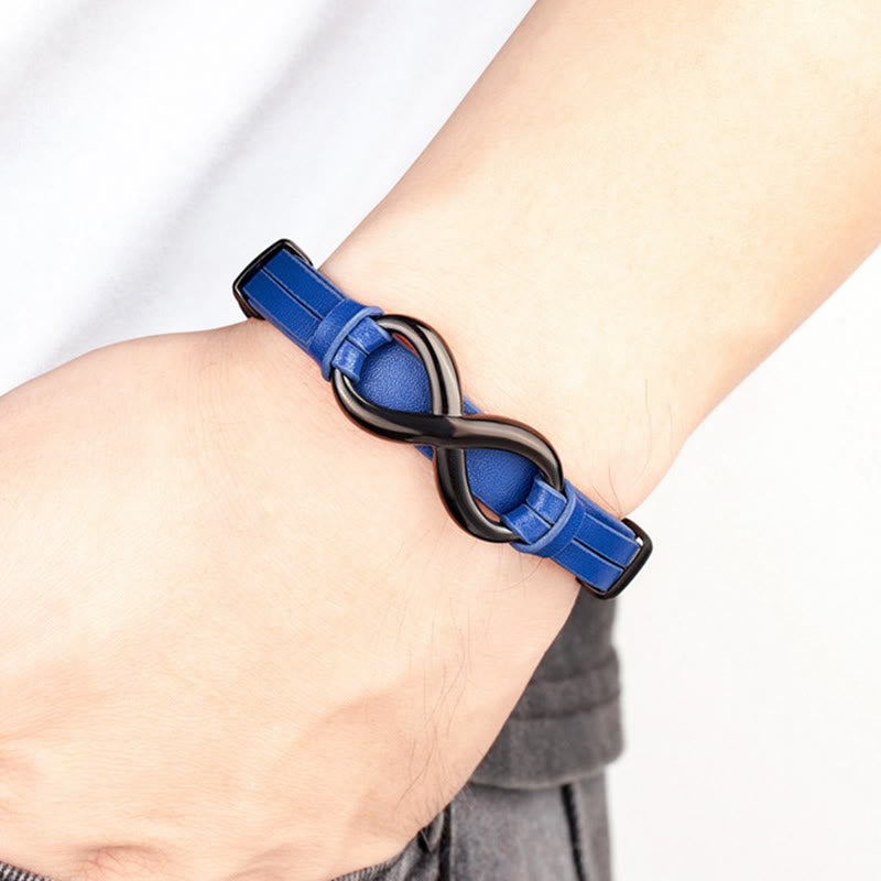 Nimara Ritual Infinitely Design Titanium Steel Multicolored Leather Strengthen Bracelet
