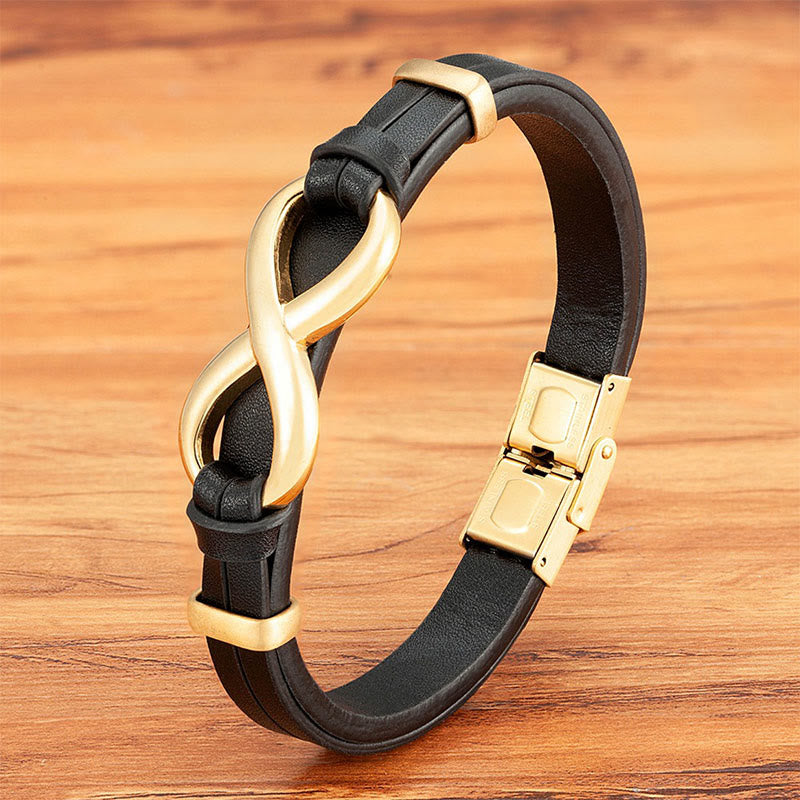 Nimara Ritual Infinitely Design Titanium Steel Multicolored Leather Strengthen Bracelet