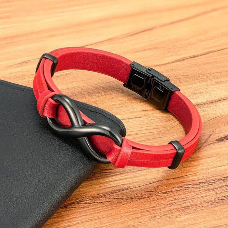 Nimara Ritual Infinitely Design Titanium Steel Multicolored Leather Strengthen Bracelet