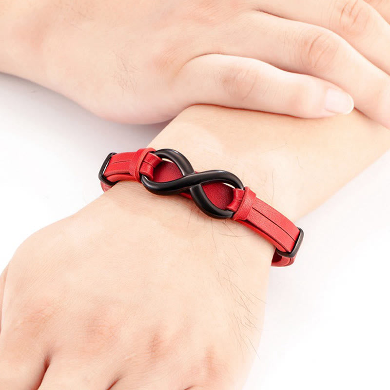 Nimara Ritual Infinitely Design Titanium Steel Multicolored Leather Strengthen Bracelet