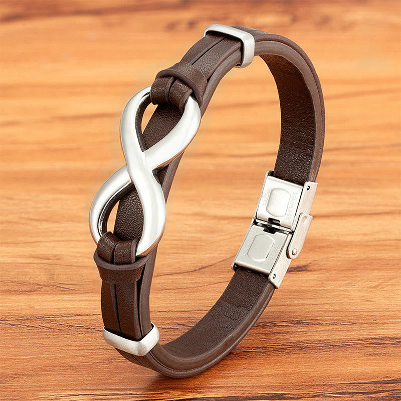 Nimara Ritual Infinitely Design Titanium Steel Multicolored Leather Strengthen Bracelet