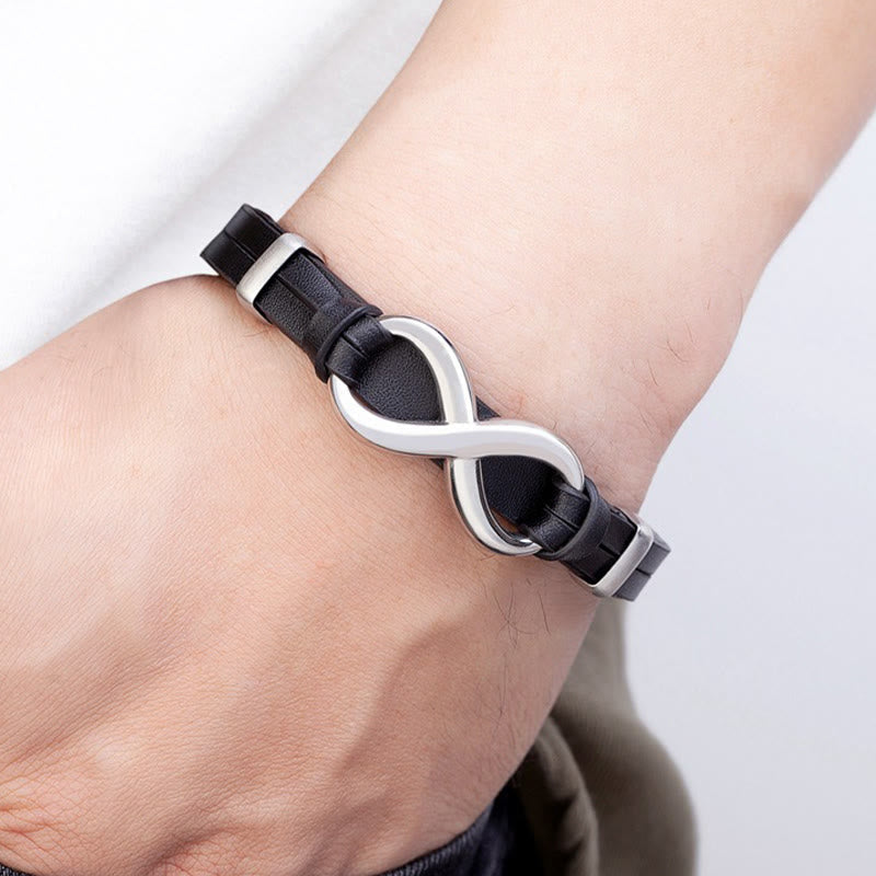 Nimara Ritual Infinitely Design Titanium Steel Multicolored Leather Strengthen Bracelet
