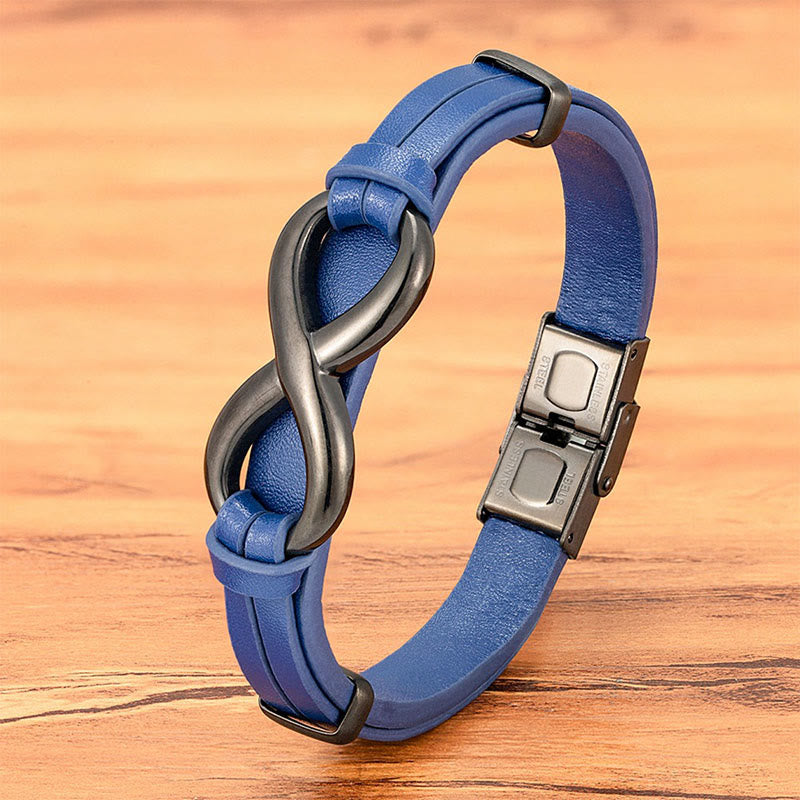 Nimara Ritual Infinitely Design Titanium Steel Multicolored Leather Strengthen Bracelet