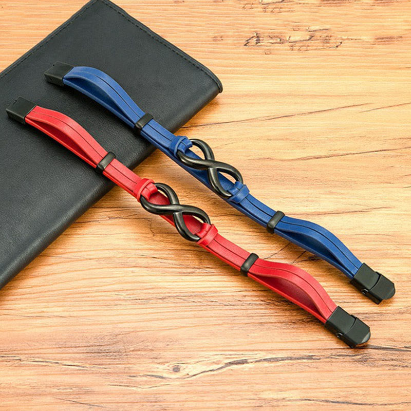 Nimara Ritual Infinitely Design Titanium Steel Multicolored Leather Strengthen Bracelet
