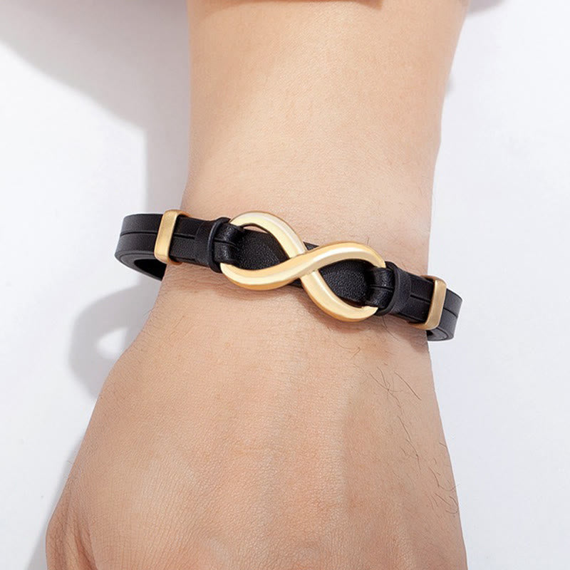 Nimara Ritual Infinitely Design Titanium Steel Multicolored Leather Strengthen Bracelet