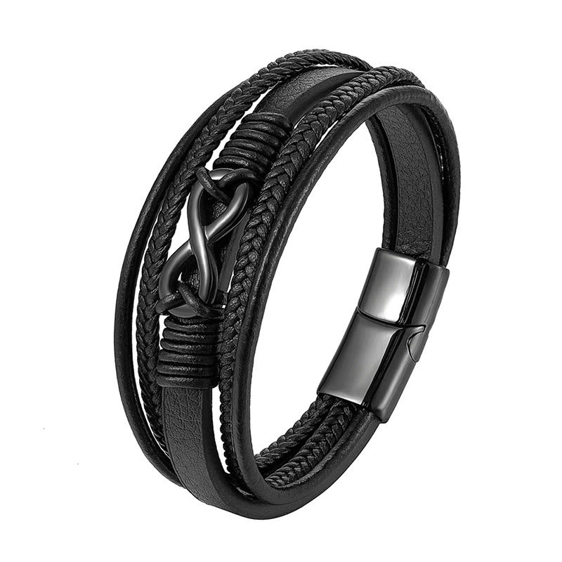 Nimara Ritual Colorful Infinitely Titanium Steel Multilayered Leather Strengthen Bracelet