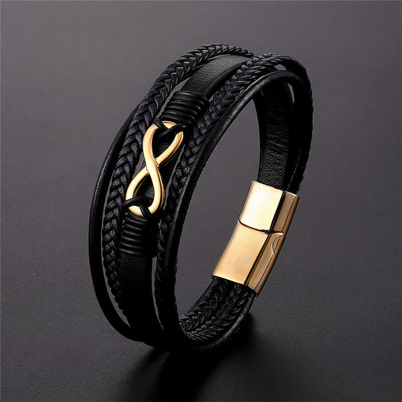 Nimara Ritual Colorful Infinitely Titanium Steel Multilayered Leather Strengthen Bracelet