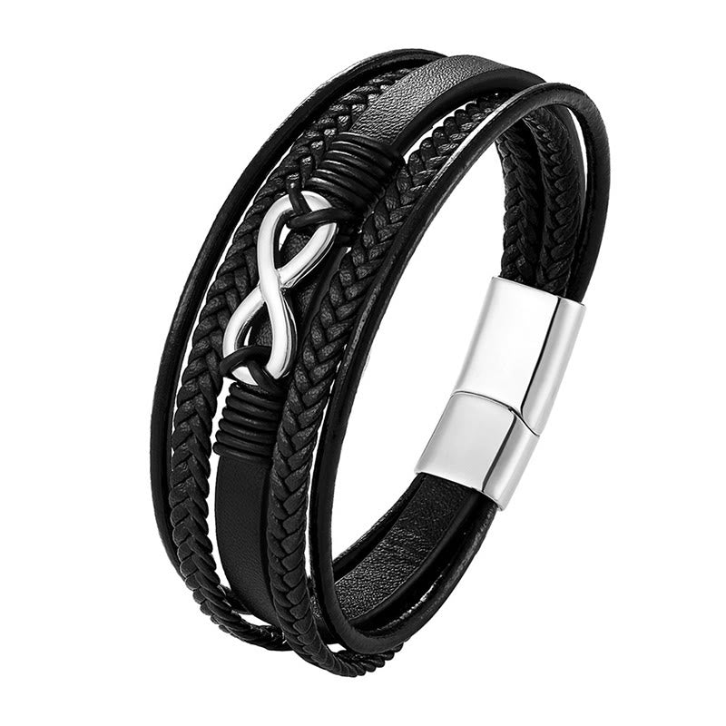 Nimara Ritual Colorful Infinitely Titanium Steel Multilayered Leather Strengthen Bracelet