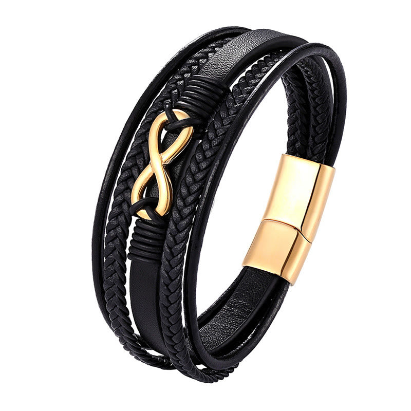 Nimara Ritual Colorful Infinitely Titanium Steel Multilayered Leather Strengthen Bracelet